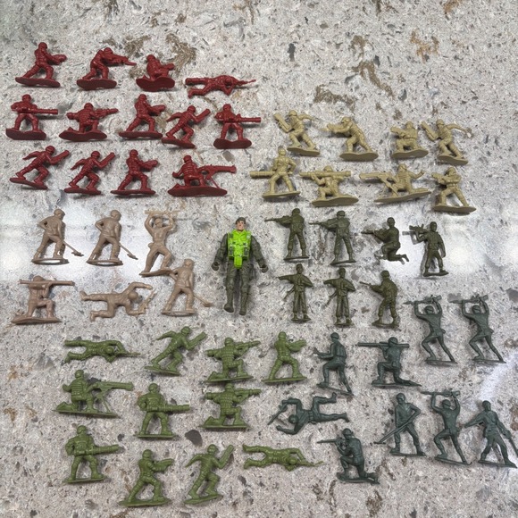 Other - Lot of 56 Toy Soldiers Action Figures Army Men Red Tan Green Tan Figures
